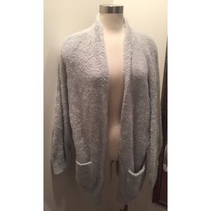 Large Express Fuzzy Light Gray Cardigan